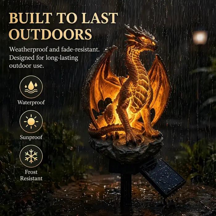 Lampe solaire LED en forme de dragon, figurine d'animal mignonne, lumière de nuit pour patio, balcon, pelouse, jardin
