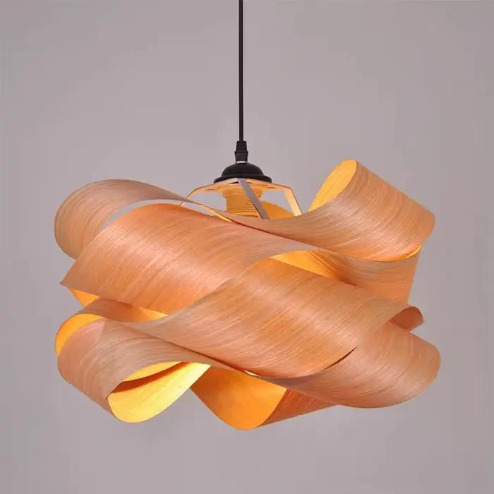 Designer Wraps Lampe suspendue en bois Woodskin Design créatif Éclairage pour chambre étude Salon