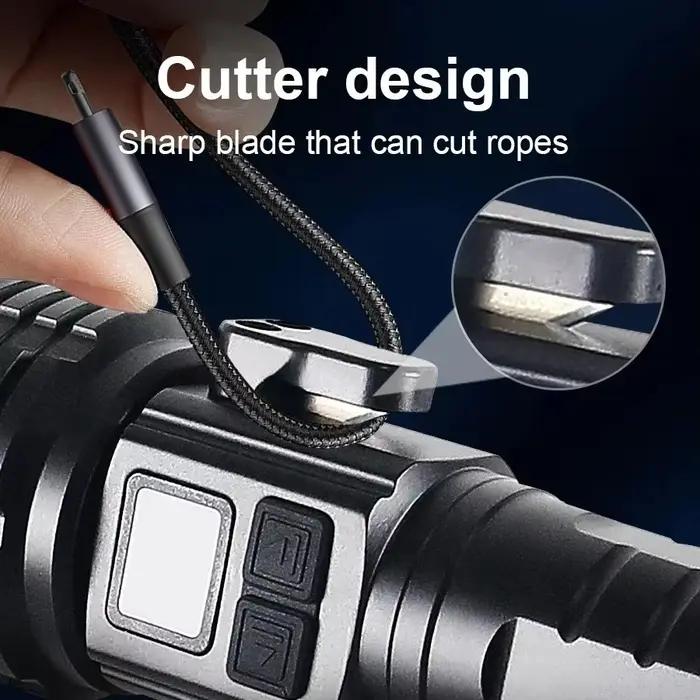 Lampe torche la plus puissante 100000LM, super lumineuse, laser blanc, étanche, lampe à main magnétique avec couteau intégré et lanterne