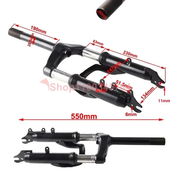 Fourche à Suspension Avant de 14 Pouces pour Disque de Frein, Support en Acier Allié pour Moto, VTT, Scooter Électrique, Tube de Choc