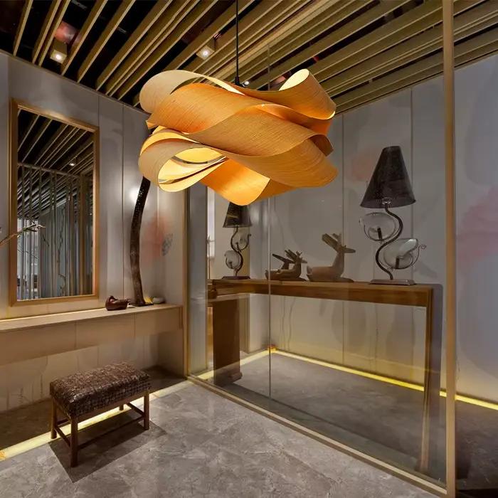 Designer Wraps Lampe suspendue en bois Woodskin Design créatif Éclairage pour chambre étude Salon