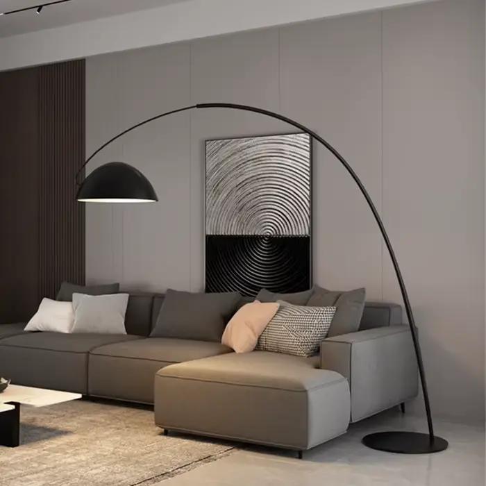 Lampe autoportante noire américaine du milieu du siècle, salon, étude, chambre à coucher, lampe de pêche simple, métal