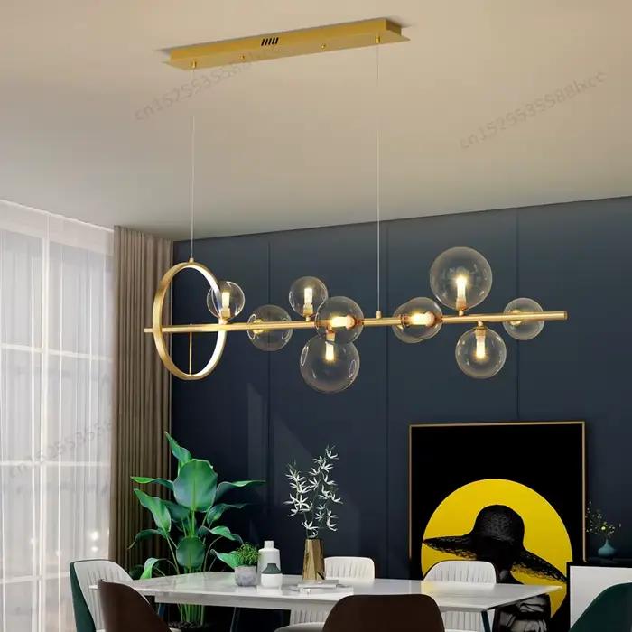 Plafonnier LED suspendu en forme de boule de verre