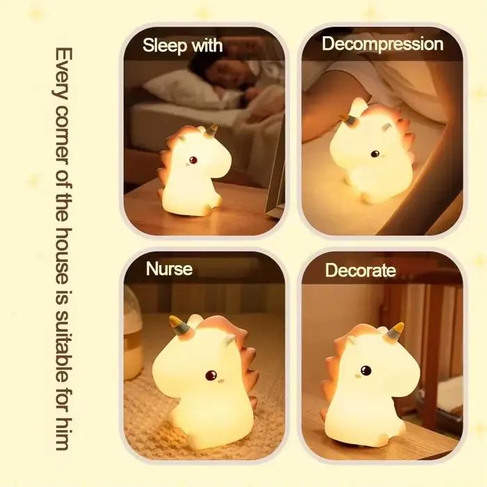 Veilleuse licorne mignonne en silicone pour enfants chambre à coucher lampe de nuit rechargeable par USB occassions spéciales cadeaux