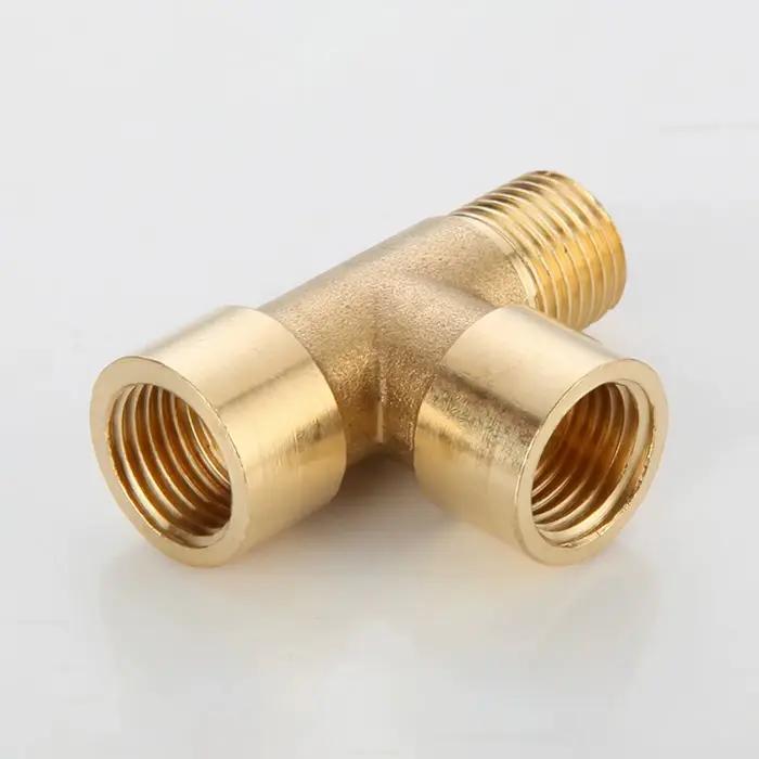 Raccord de tuyau en laiton 1/8 "1/4" 3/8 "BSP, pièce en T, filetage mâle/femelle à 3 voies, connecteur en T, raccords de tuyaux, adaptateur de gaz, eau, huile, 1 à 10 pièces