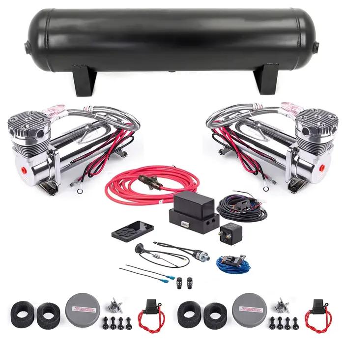 Kit de gestion de l'air avec système de suspension pneumatique, système de contrôleur électronique, 1 pièce, 5 gallons d'air précieux, 2 pompes de compresseur, nouveau, 100%