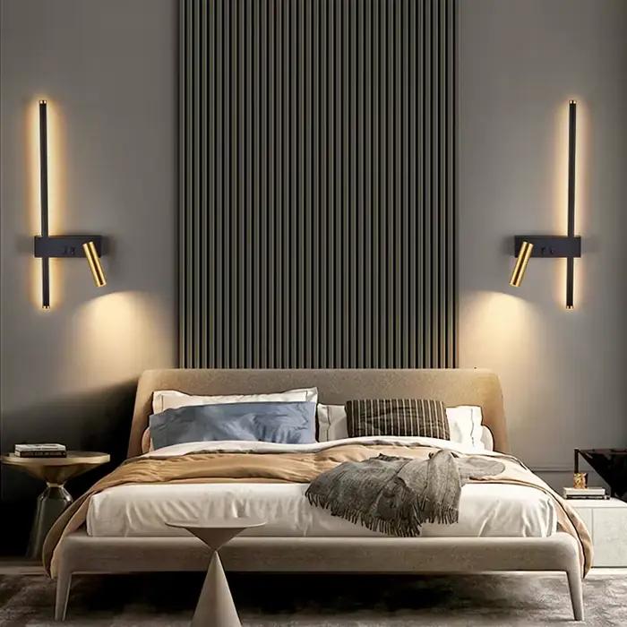 Applique nordique moderne noir et blanc minimaliste salon canapé fond mur lampe décorative lumière luxe chambre chevet