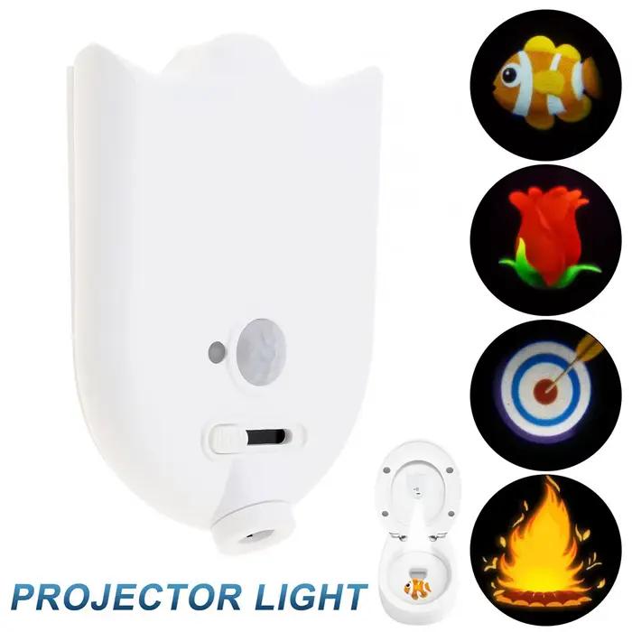 Lampe de projection pour toilettes, lampe LED créative à détecteur de mouvement pour toilettes, éclairage de fond de cuvette, lampe à capteur pour siège de toilettes