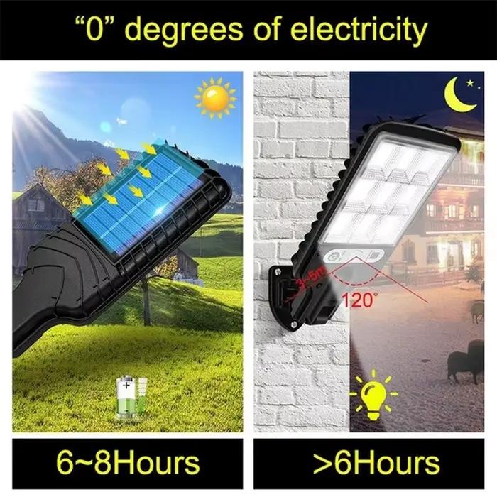 Lampadaires solaires extérieur 4500W lampe solaire avec 3 modes d'éclairage étanche PIR capteur de mouvement