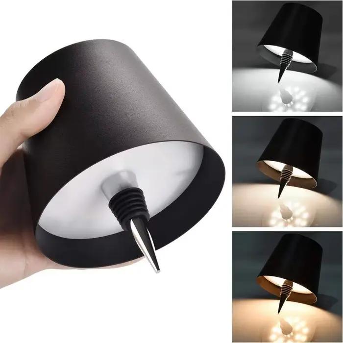 Lampe LED pour bouteille de vin 2026, lampe de décoration de bureau, 3 couleurs, lampe de table rechargeable pour la décoration de bouteilles de vin, lampes de bureau