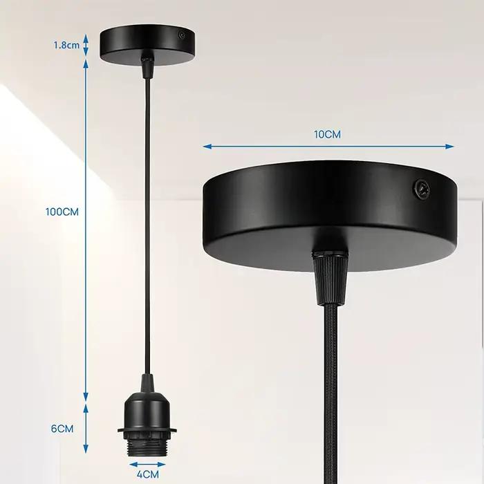 Support de lampe suspendu Vintage E27 avec fil suspendu de 1m 1.5m, support de lampe de plafond, Base de lampe pour lampes suspendues suspendues Chande