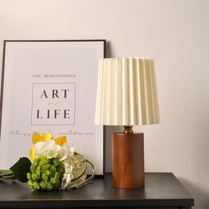 LED lampe de bureau rétro plissé en bois USB pour salon maison chambre chevets atmosphère LED veilleuse décoration