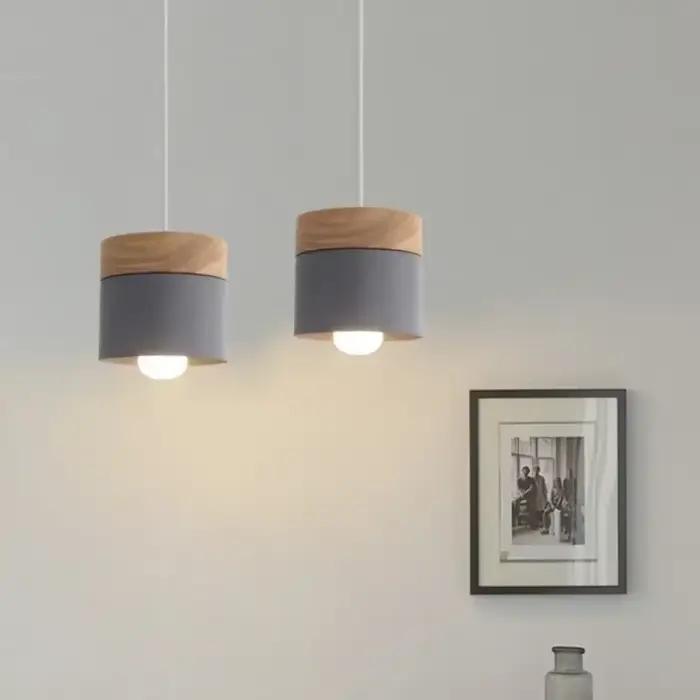 Lampe de Restaurant créative nordique Macaron moderne en fer forgé allée lumière tête unique blanc gris chambre chevet petit lustre
