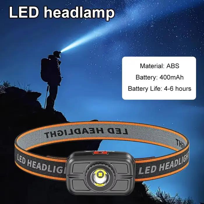400mAh randonnée Camping phare USB C Rechargeable phare LED capteur phare avant lampe frontale pour le travail