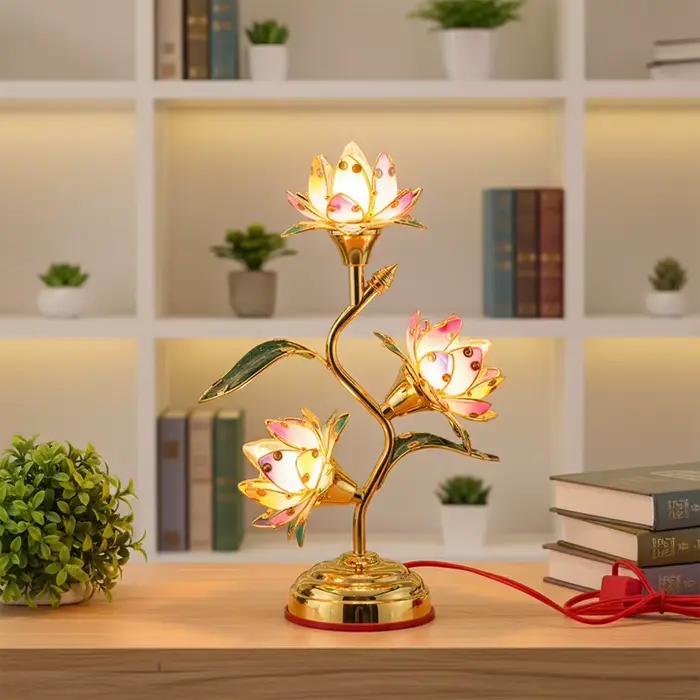 Lotus-Lamp Plug In Électrique Lotus-Lanterne LED longue durée : Lampe décorative de table économe en énergie Vibrant Multi-Color-Lotus