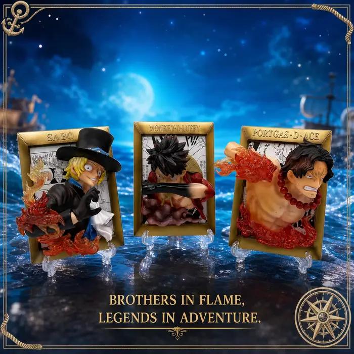 Statue de haute qualité One Piece Pirate Gravity GK Luffy Ace Sabo, modèle 3D, cadre mural, ornement, cadeau de collection