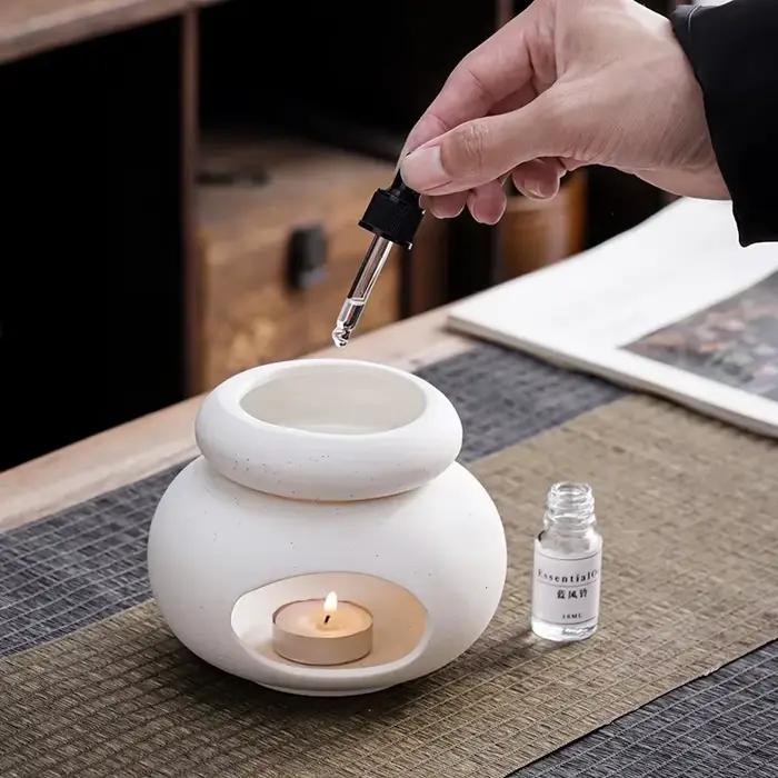 Bougeoir chauffant 3 en 1 lampe à huiles essentielles grande capacité chandelier séparé brûleur d'encens parfumé poêle de spa pour soirée à domicile matériaux céramique design moderne polyvalent pour ambiance relaxante occasions spéciales