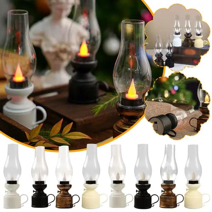 Lampe à huile LED rétro - Lanterne décorative vintage à piles pour la maison