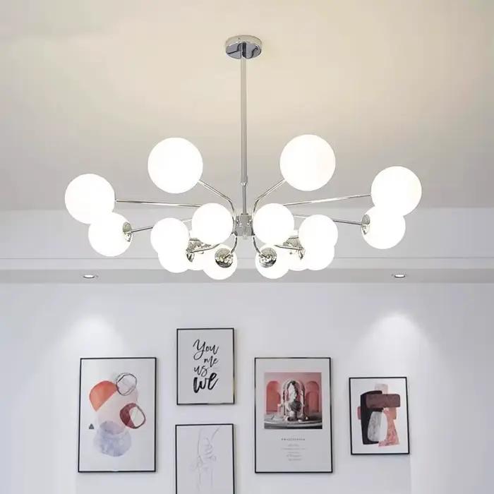 Plafonnier LED en Forme de Boule de Verre au Design Moderne Chromé