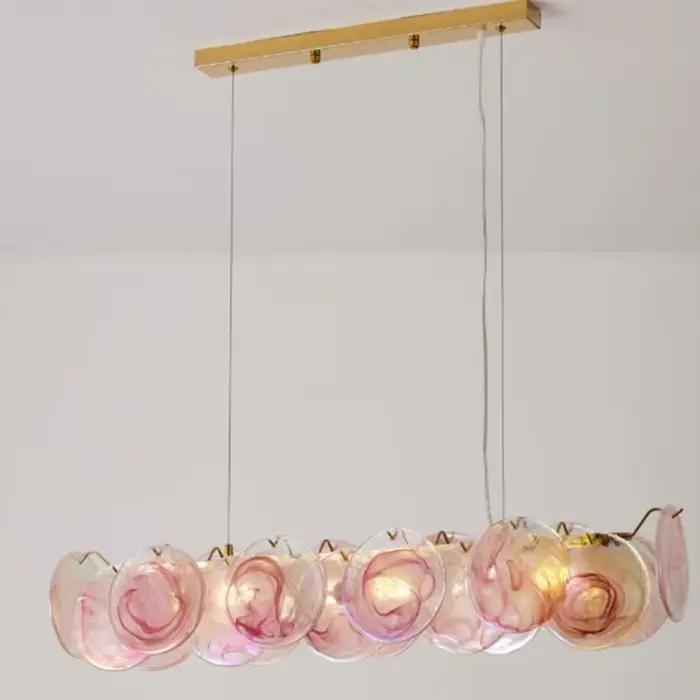 Luminaire suspendu en verre rose