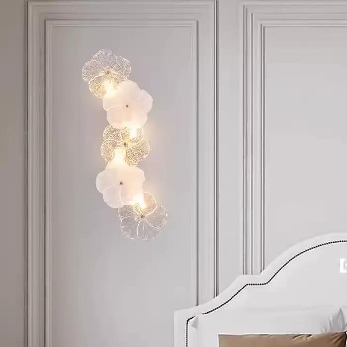 Lumière française lampe de luxe Style crème salon couloir en verre chevet allée entrée chambre haute qualité Restaurant applique murale
