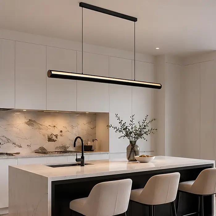 Lustre linéaire italien noir à LED pour restaurant