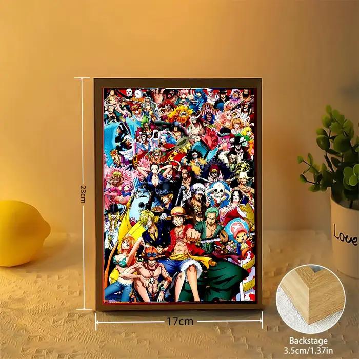 Figurine d'anime une pièce peinture lumineuse cadre Photo Zoro Luffy figurines d'action Led veilleuse décor de chambre cadeaux de noël lampe de lune