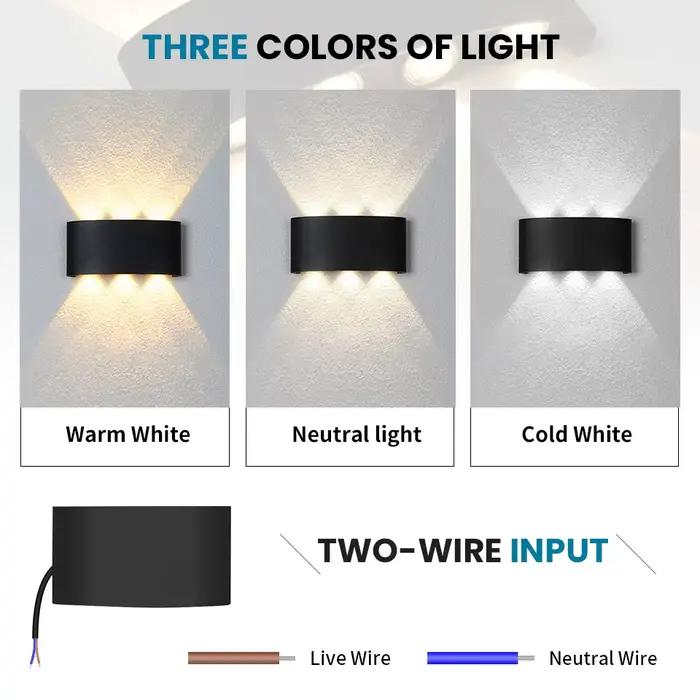 Mur LED lampe 2W 4W 6W 8W 10W AC 85-265V étanche IP66 haute luminosité intérieur et extérieur jardin
