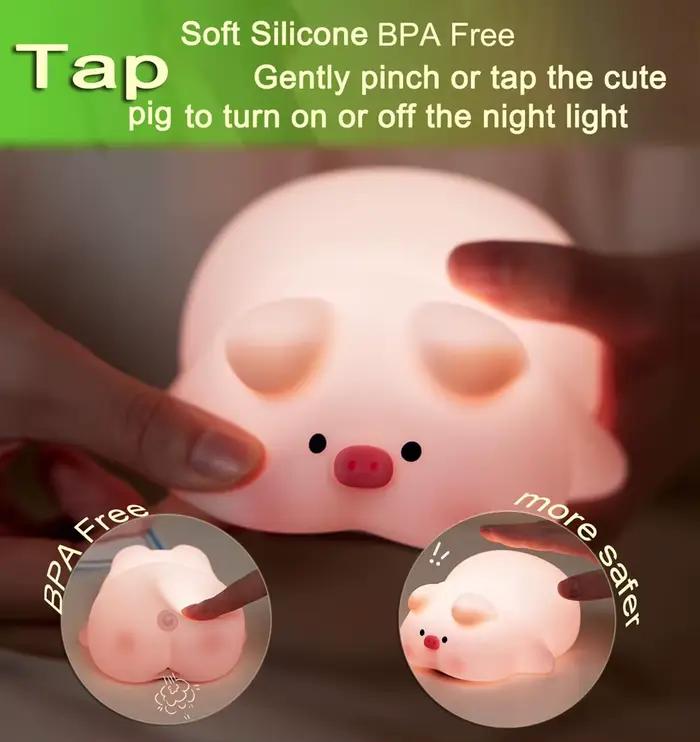 Mignon cochon veilleuse 3 niveaux Dimmable Silicone capteur tactile