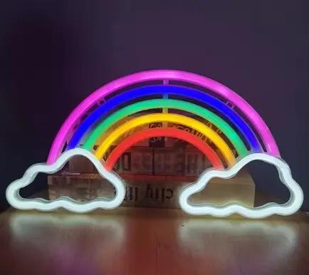 Nuage néon signe lumière LED pour chambre à coucher tenture murale fête décoration de noël arc-en-ciel coloré veilleuse néon ampoule USB puissance
