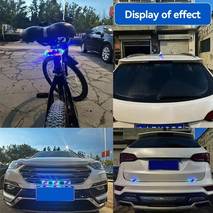 Lumière stroboscopique solaire d'avertissement de voiture, lumière d'urgence automatique, feu arrière de frein de camion de moto électrique, feux clignotants étanches