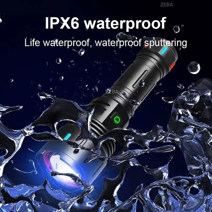Lampe torche LED la plus puissante 2026, 3 500 000 LM, super lumineuse, portée longue de 5 000 m, rechargeable par USB, lampe de camping puissante