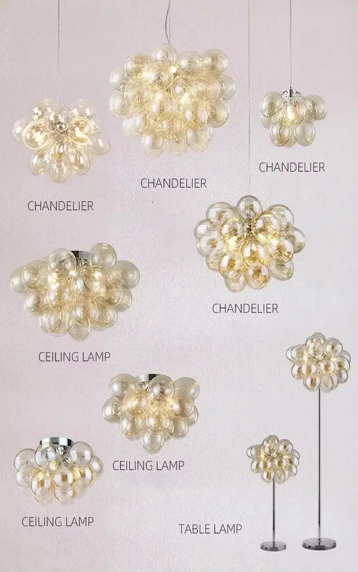 Lustre en verre de raisin design moderne pour salon salle à manger Luminair Lampen décoration de la maison suspension