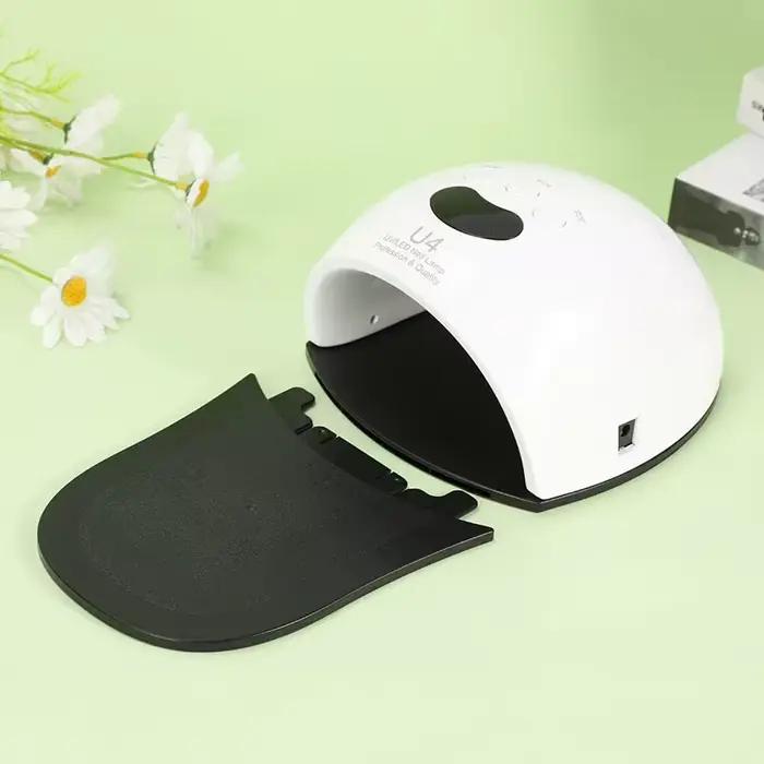 Lampe de photothérapie UV/LED pour ongles, pour des ongles magnifiques, lampe de photothérapie double usage indolore, adaptée aux mains et aux pieds, avec coussinets pour les pieds amovibles, lampe de