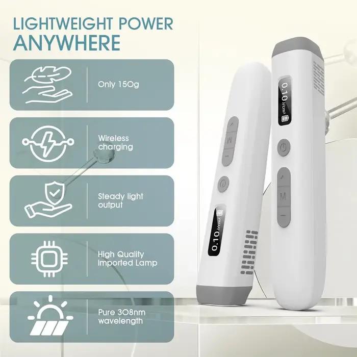 Lampe de photothérapie UVB 308 nm pour le vitiligo, appareil de thérapie par lumière UV portable pour usage domestique, traitement du psoriasis, de l'eczéma et des taches blanches cutanées
