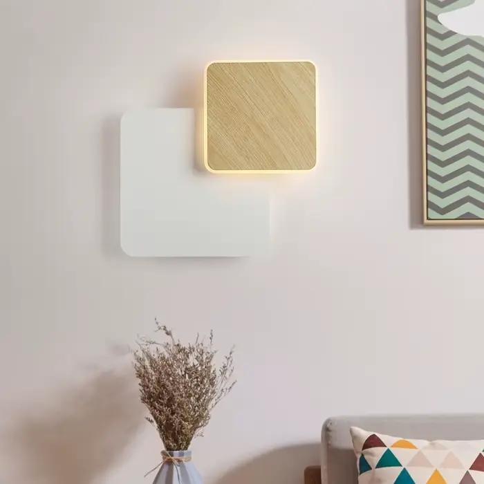 BOTIMI Designer mur LED lampe pour salon décoration en bois applique murale