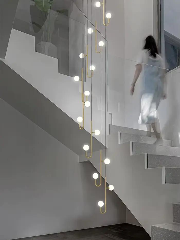 Salon moderne escalier pendentif LED lumière décoration de la maison cuisine Lustre intérieur luminaires plafond suspension