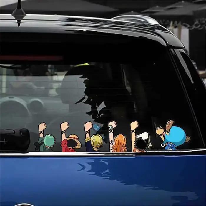 Autocollants de voiture Luffy Zoro One Piece, décoration de voiture, masquage à gratter, mignon, créatif, cadeau, 12cm