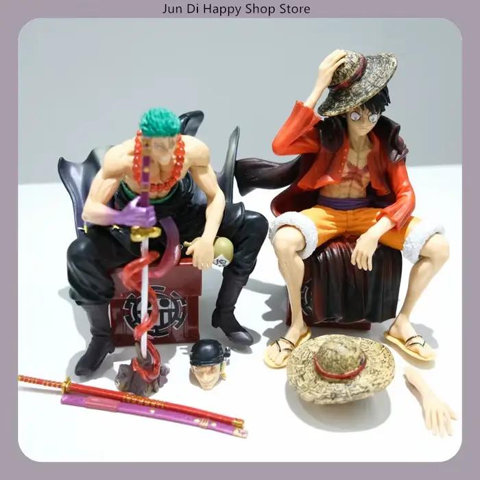 Figurine d'anime One Piece Luffy & Zoro en pose assise, modèle de collection, décoration de bureau, jouet, cadeau pour les fans