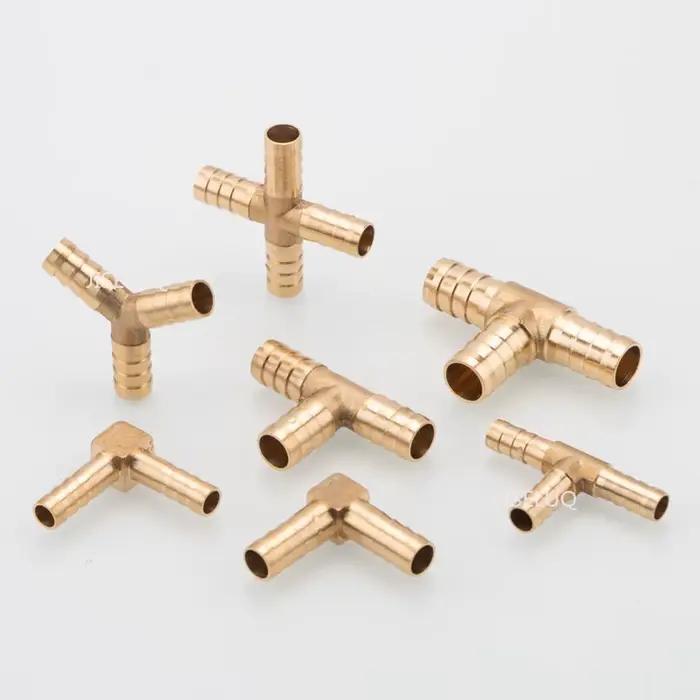 Adaptateur de connecteur de raccord de tuyau en laiton à trois voies, Type T 3, 4mm 5mm 6mm 8mm 10mm 12mm 16mm 19mm, barbe à tuyau