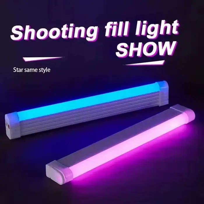 Lampe tube RVB colorée 17cm/32cm, bâton lumineux USB violet bleu, lumière d'appoint portable et suspendue pour la décoration de chambre et la photographie