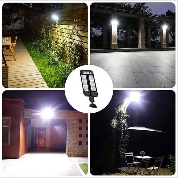 Lampadaires solaires extérieurs étanches avec capteur de mouvement de sécurité lampe à LED avec 3 modes d'éclairage