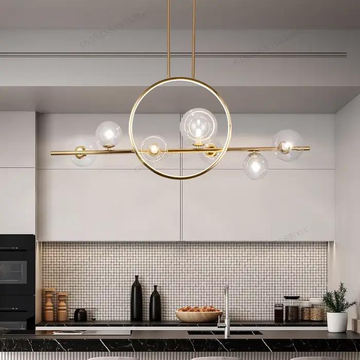 Plafonnier LED suspendu en forme de boule de verre