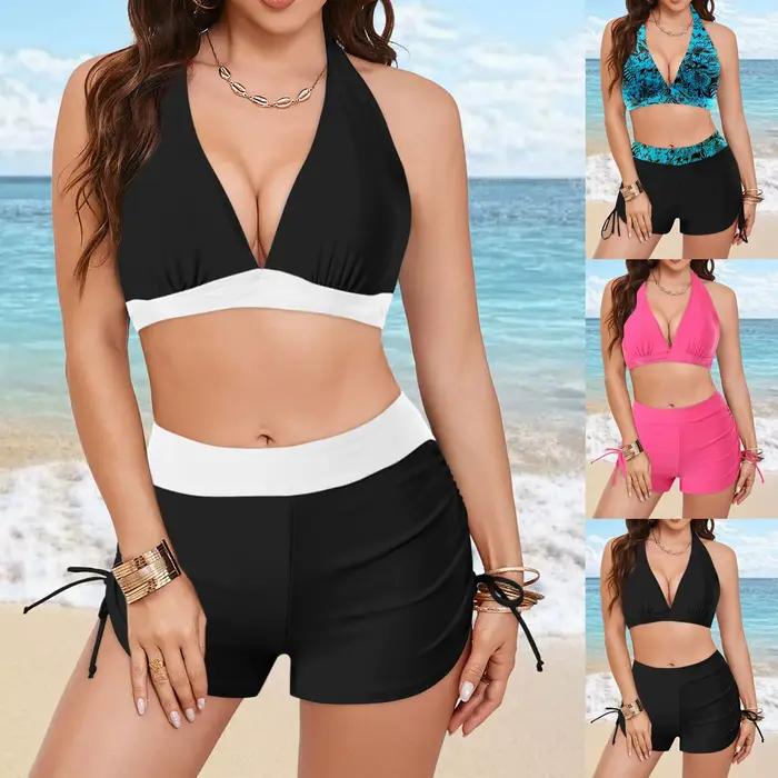 Maillot de bain deux pièces taille haute pour femme, ensemble bikini sexy, bikinis mignons pour femme