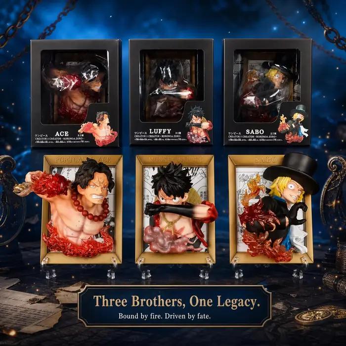 Statue de haute qualité One Piece Pirate Gravity GK Luffy Ace Sabo, modèle 3D, cadre mural, ornement, cadeau de collection