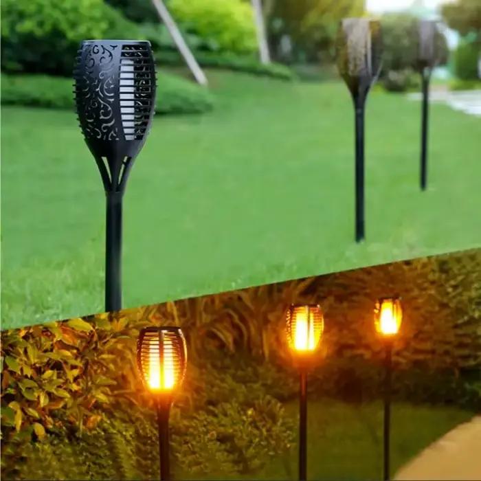 Lampe de poche solaire 12LED avec flamme clignotante, étanche, décoration extérieure, décoration solaire de noël