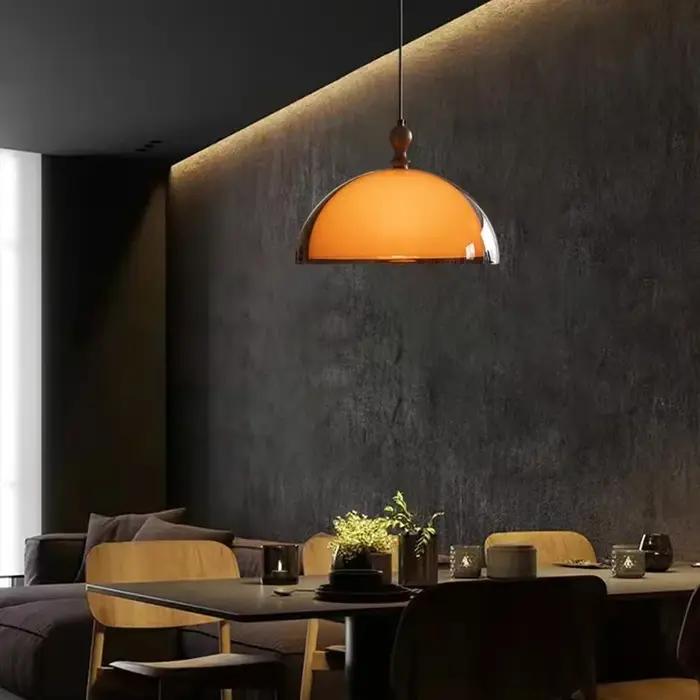 Lampe suspendue vintage Bauhaus orange