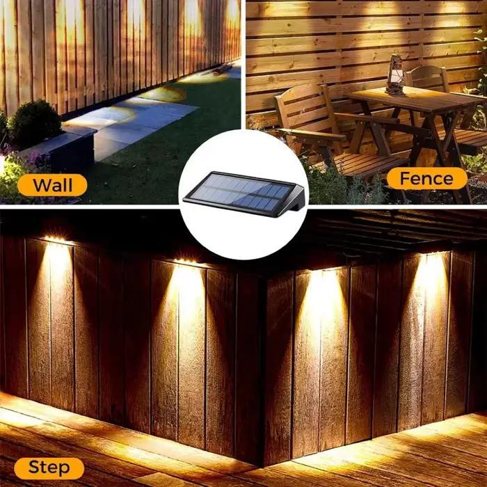 Paquet de 2 appliques murales solaires 4 LED lumières de clôture solaire