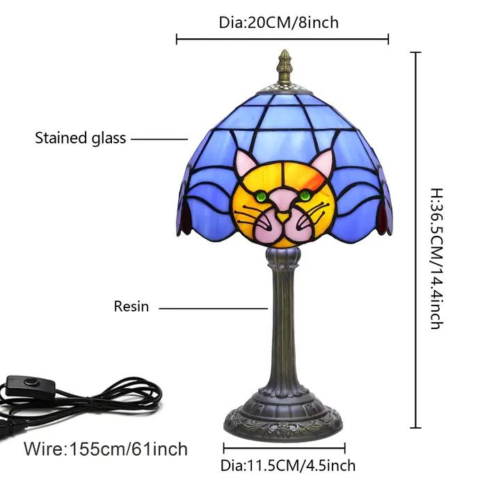 Lampe en verre teinté, petite lampe de chevet pour le salon