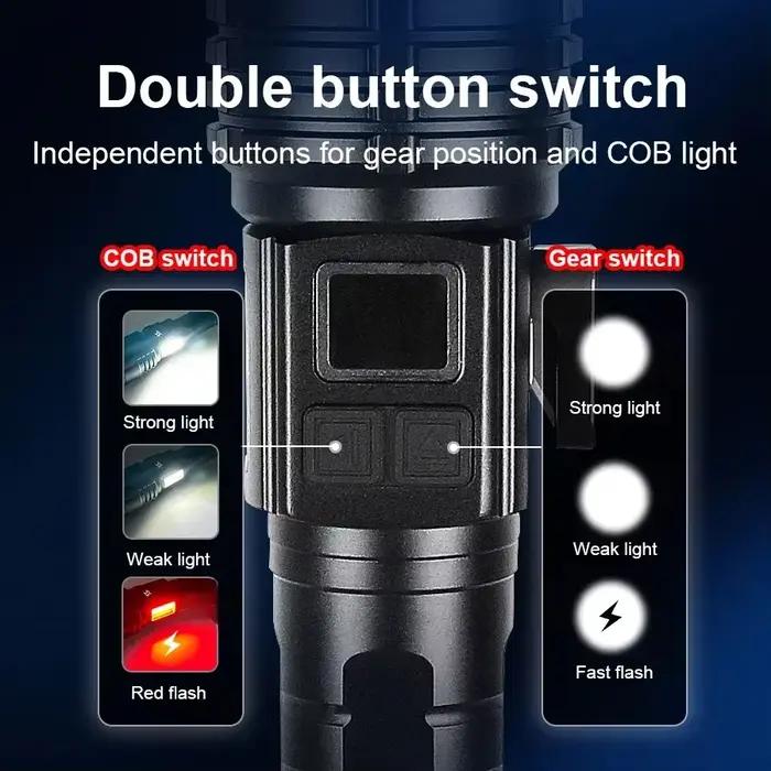 Lampe torche la plus puissante 100000LM, super lumineuse, laser blanc, étanche, lampe à main magnétique avec couteau intégré et lanterne